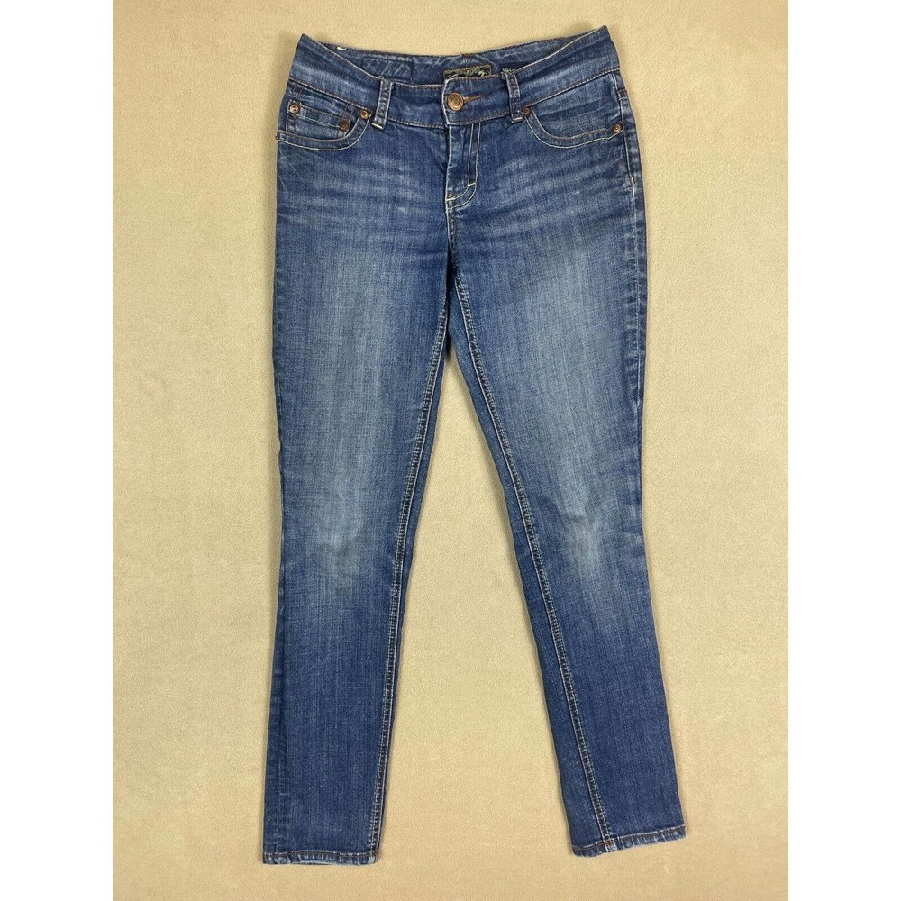 Seven7 Skinny Jeans Womens 28 Low Rise Stretch Blue Denim‎ Embroidered